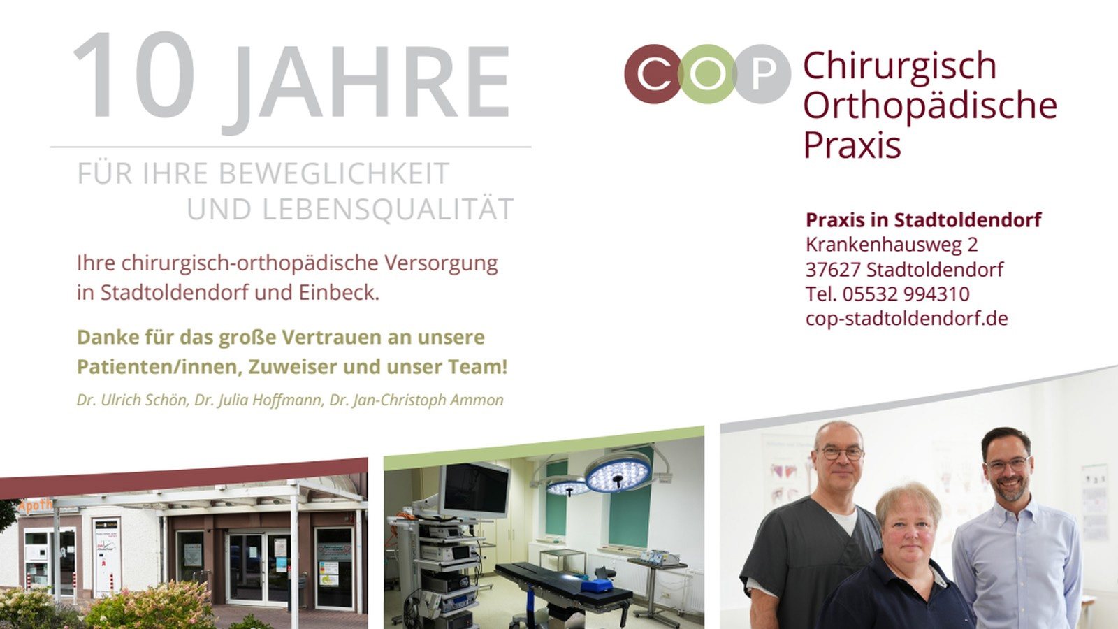 10 Jahre chirurgisch-orthopädische Versorgung in Stadtoldendorf und Einbeck – „COP“ feiert Jubiläum