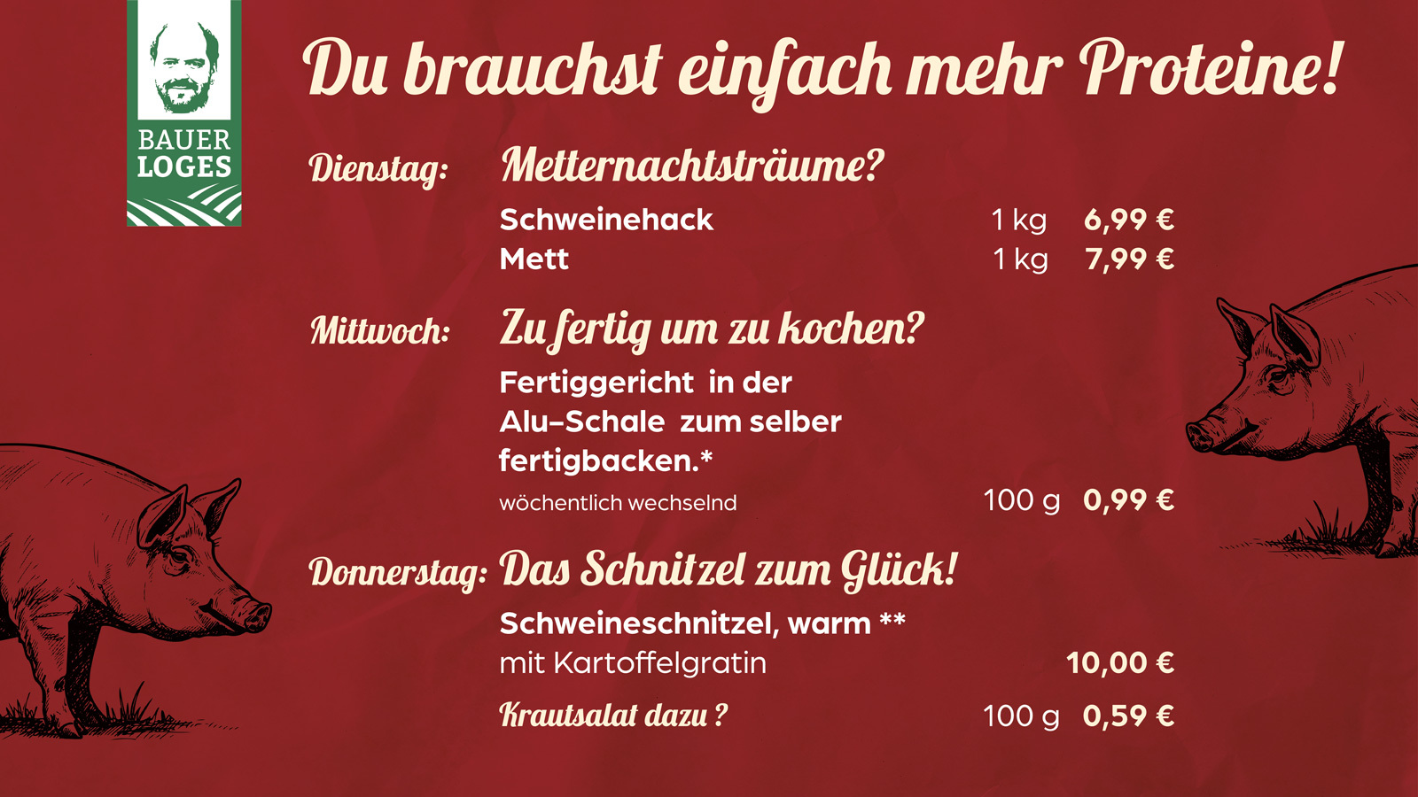 Feierabend, wenig Zeit und trotzdem Lust auf gutes Essen? Bauer Loges bietet regionale Gerichte einfach zum Abholen
